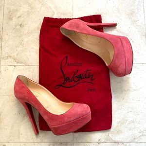 $845 Christian Louboutin Bianca 120 Veau Velours Rose Suede Heels Pumps Size 6